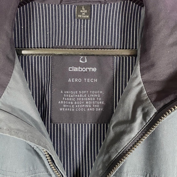 Claiborne Aero Tech Gray Bomber Jacket Mens Large Lightweight Zip-Up Windbreaker - Picture 2 of 12